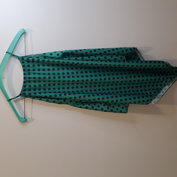 NWT Zara Green w Black Polka Dots Handkerchief Style Tank Top Size S (49) - Picture 4 of 4